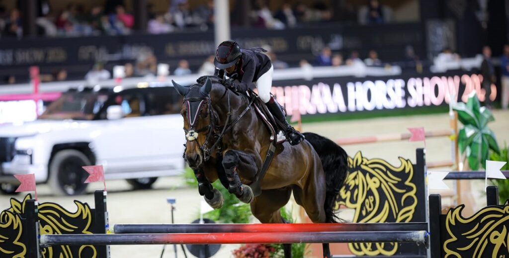 Olympic trailblazer Sheikha Latifa bint Ahmed bin Juma Al Maktoum riding Cornet XL.