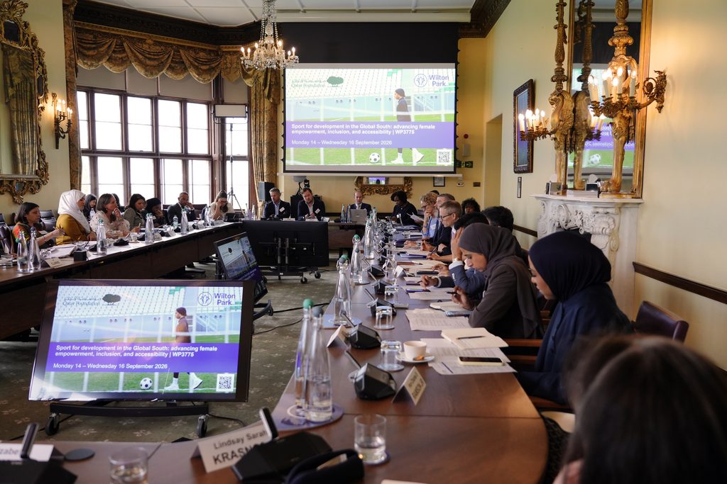 Delegates in session at the Qatar Foundation–Wilton Park dialogue, 'Sport for Development in the Global South: Advancing Female Empowerment, Inclusion, and Accessibility,' held in West Sussex from 14–16 September 2026.