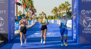 Women competing in the World Triathlon Women's Cup Dubai at Al Mamzar Beach Park