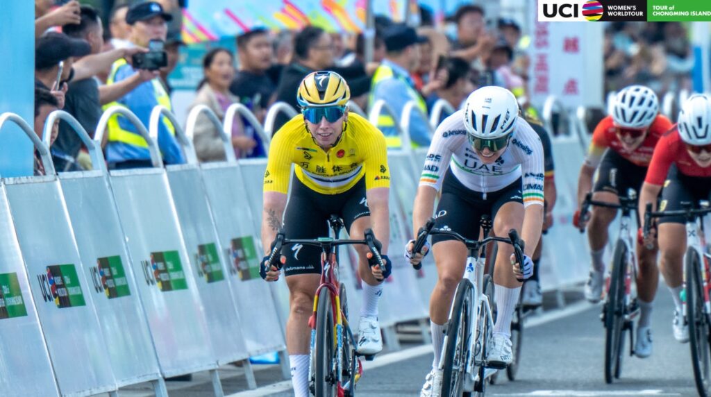 Lara Gillespie finishes second at the Tour of Chongming Island in China.