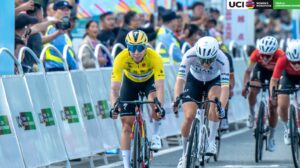 Lara Gillespie finishes second at the Tour of Chongming Island in China.